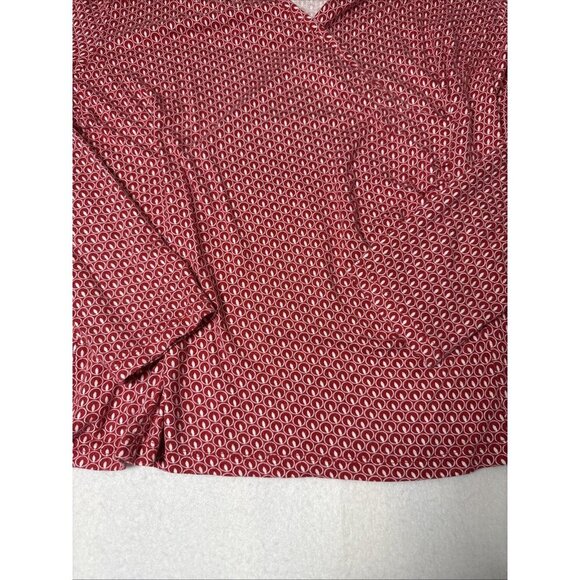 Talbots Medium ￼ Petite Top Red White Cross over Bust 3/4 Sleeve Stretch - Picture 2 of 7